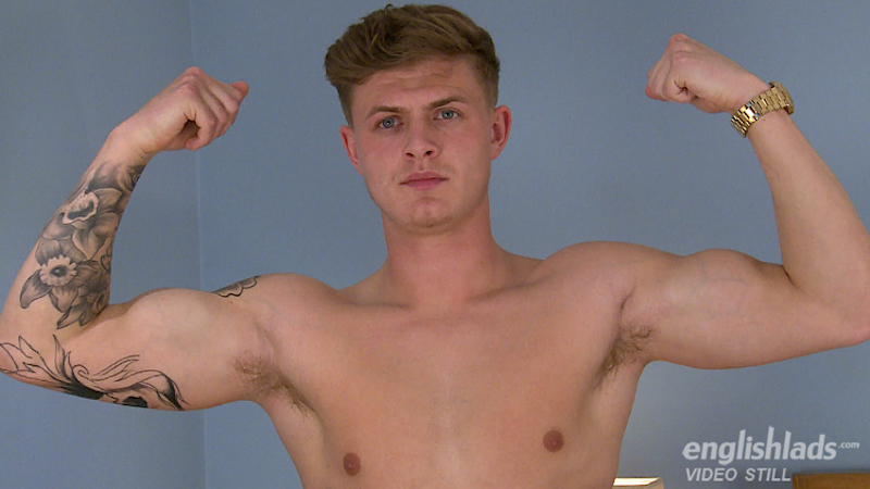 Straight performer Jack Ashton shows off his muscles in his first masturbation video for Englishlads