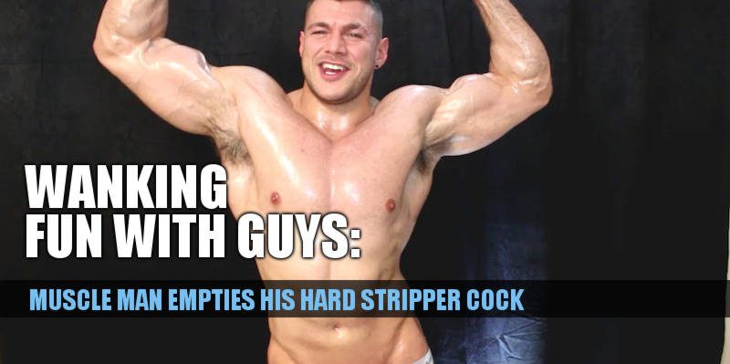 Muscle man stripper cock stroking