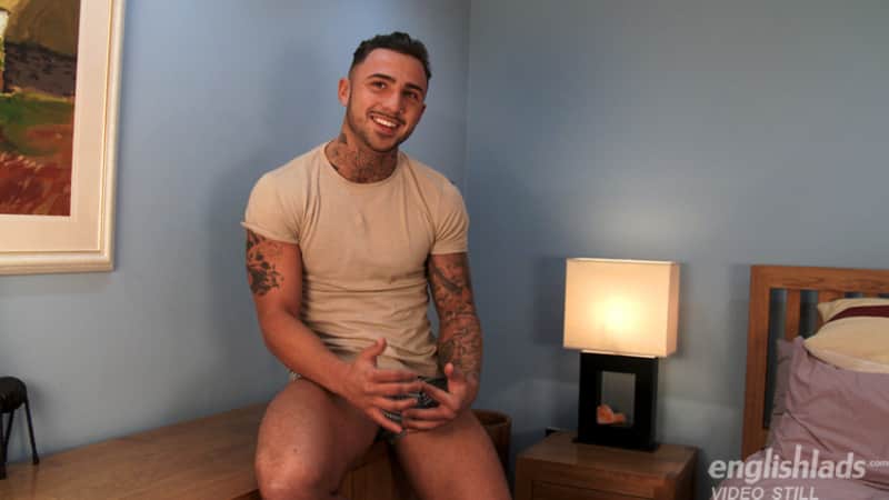 tattooed straight guy in his underwear for a jerk off video