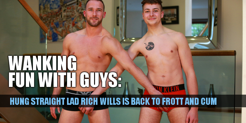 Straight boys Rich Wills and Jack Harper frotting their uncut cocks and wanking each other off