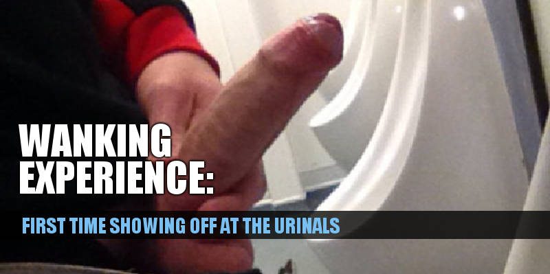 Urinal jerk off with a stranger