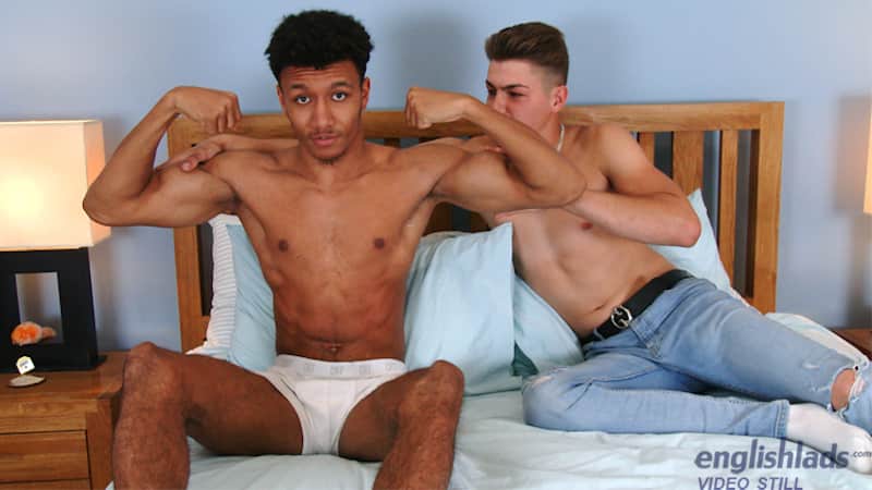 straight jock boy flexing muscles for his friend