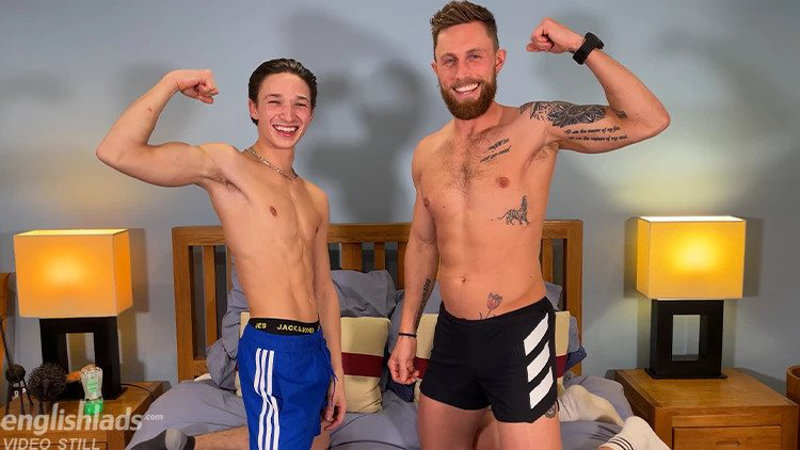Cameron and Harry show off before they get their cocks out for a straight mutual jack off