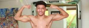 Tyler Holgate posing and flexing his muscles before wanking on video for Englishlads
