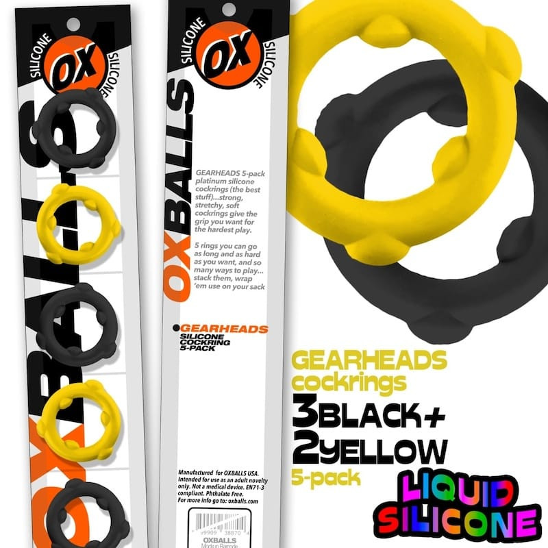 OxBalls Gearheads Cock Ring Set yellow and black