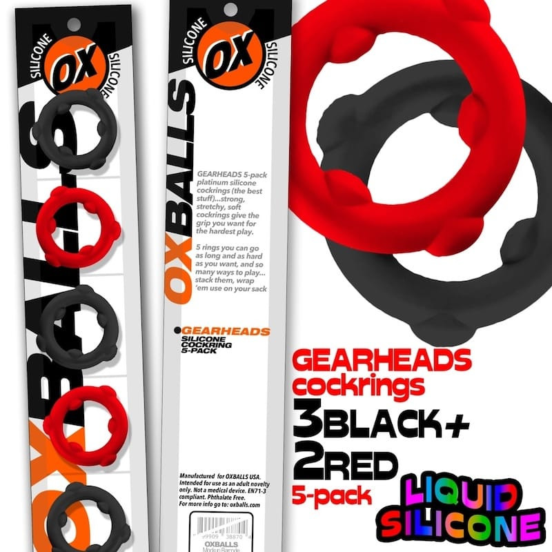 OxBalls Gearheads Cock Ring Set black and red